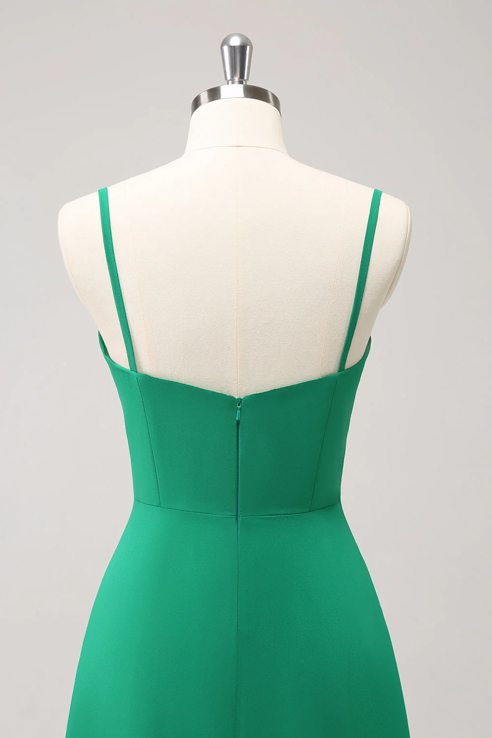 Elegant Green A Line Spaghetti Straps Bridesmaid Dress - Image 7