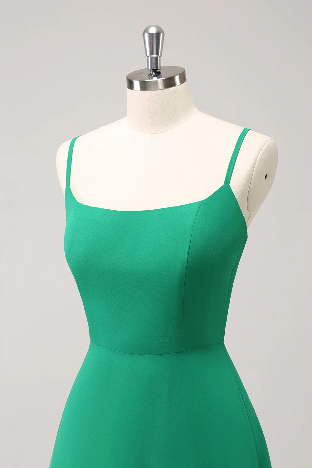 Elegant Green A Line Spaghetti Straps Bridesmaid Dress - Image 8