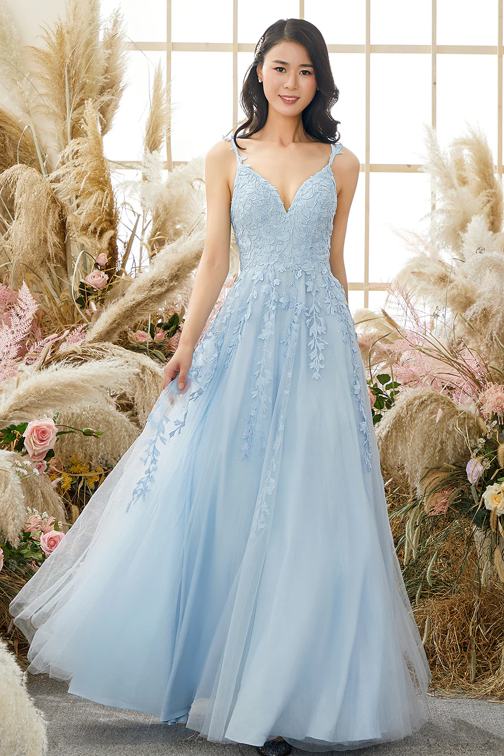 Purple Tulle Prom Dress with Appliques - Image 15
