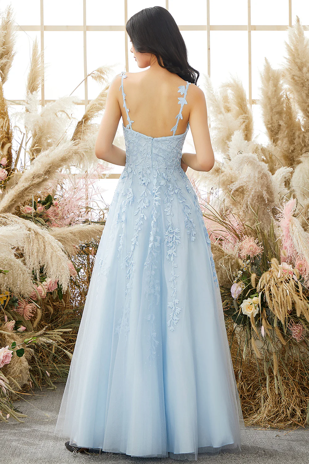 Purple Tulle Prom Dress with Appliques - Image 16