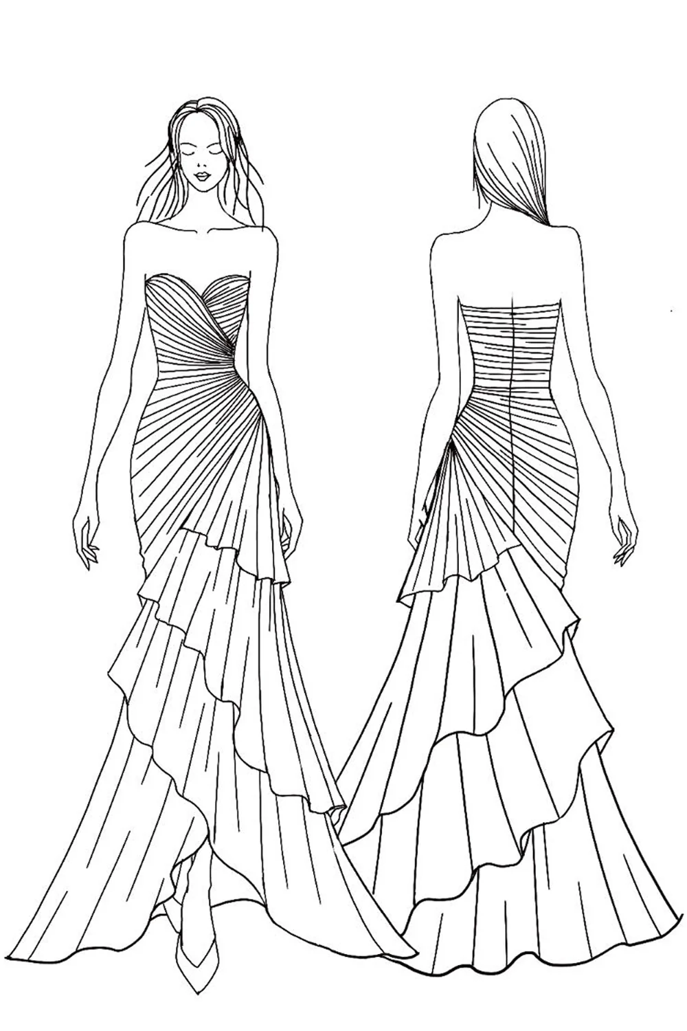 Dark Brown Sweetheart Ruched Ruffled Evening Dress - Image 3