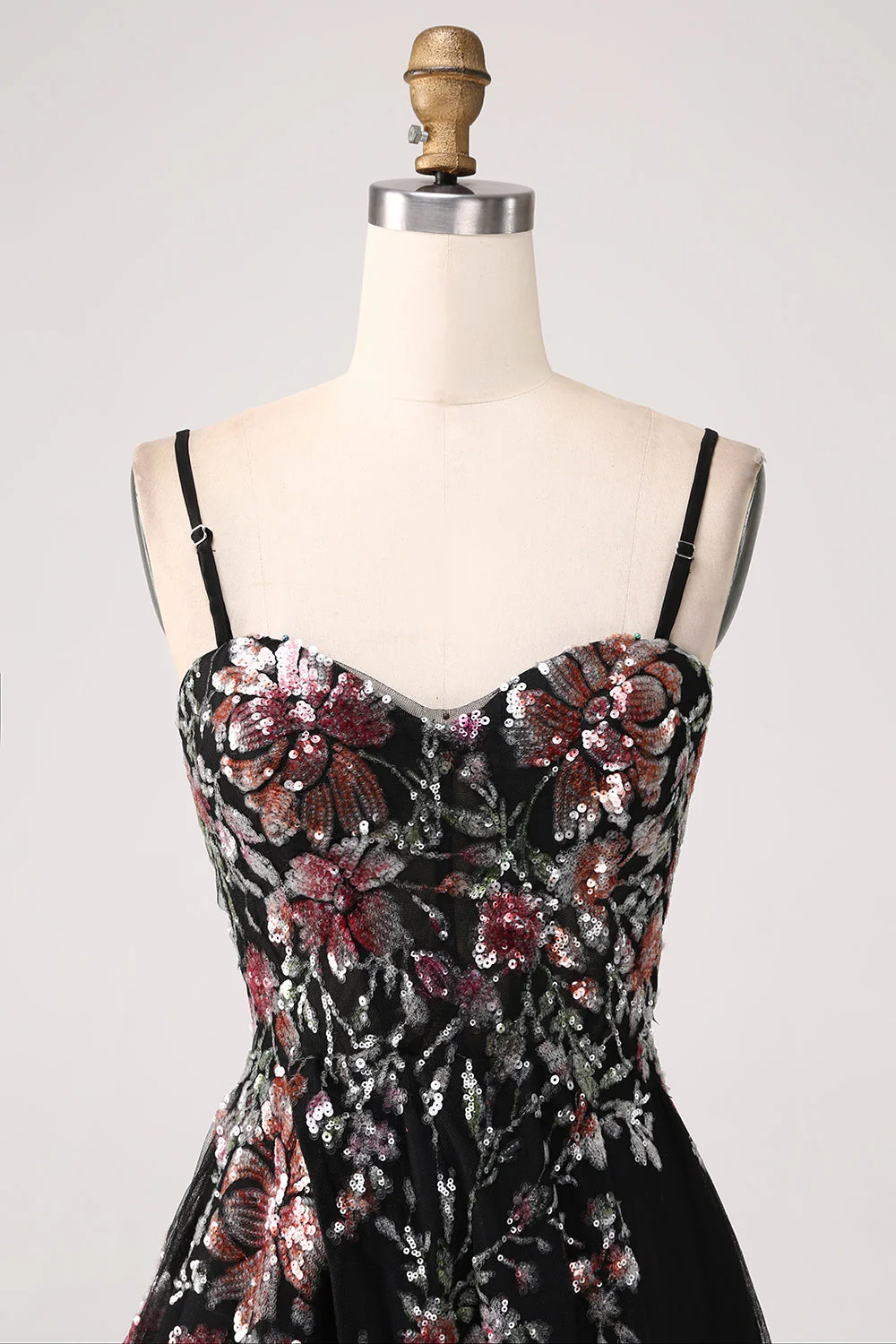 Embroidered Ivory Flower Long Corset Prom Dress with Slit - Image 13