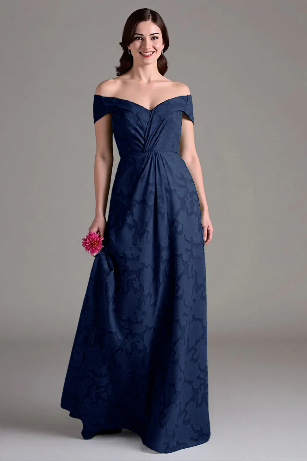 Eucalyptus A-Line Off The Shoulder Long Bridesmaid Dress - Image 11