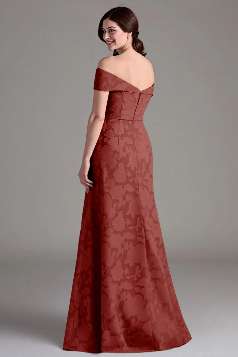 Eucalyptus A-Line Off The Shoulder Long Bridesmaid Dress - Image 16