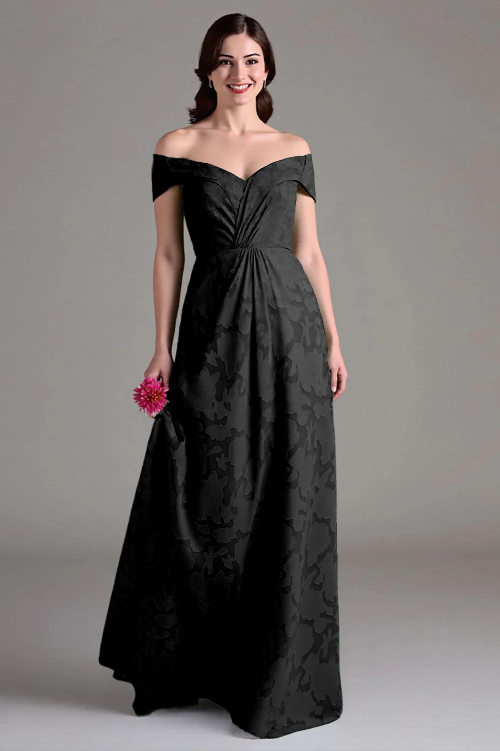 Eucalyptus A-Line Off The Shoulder Long Bridesmaid Dress - Image 5