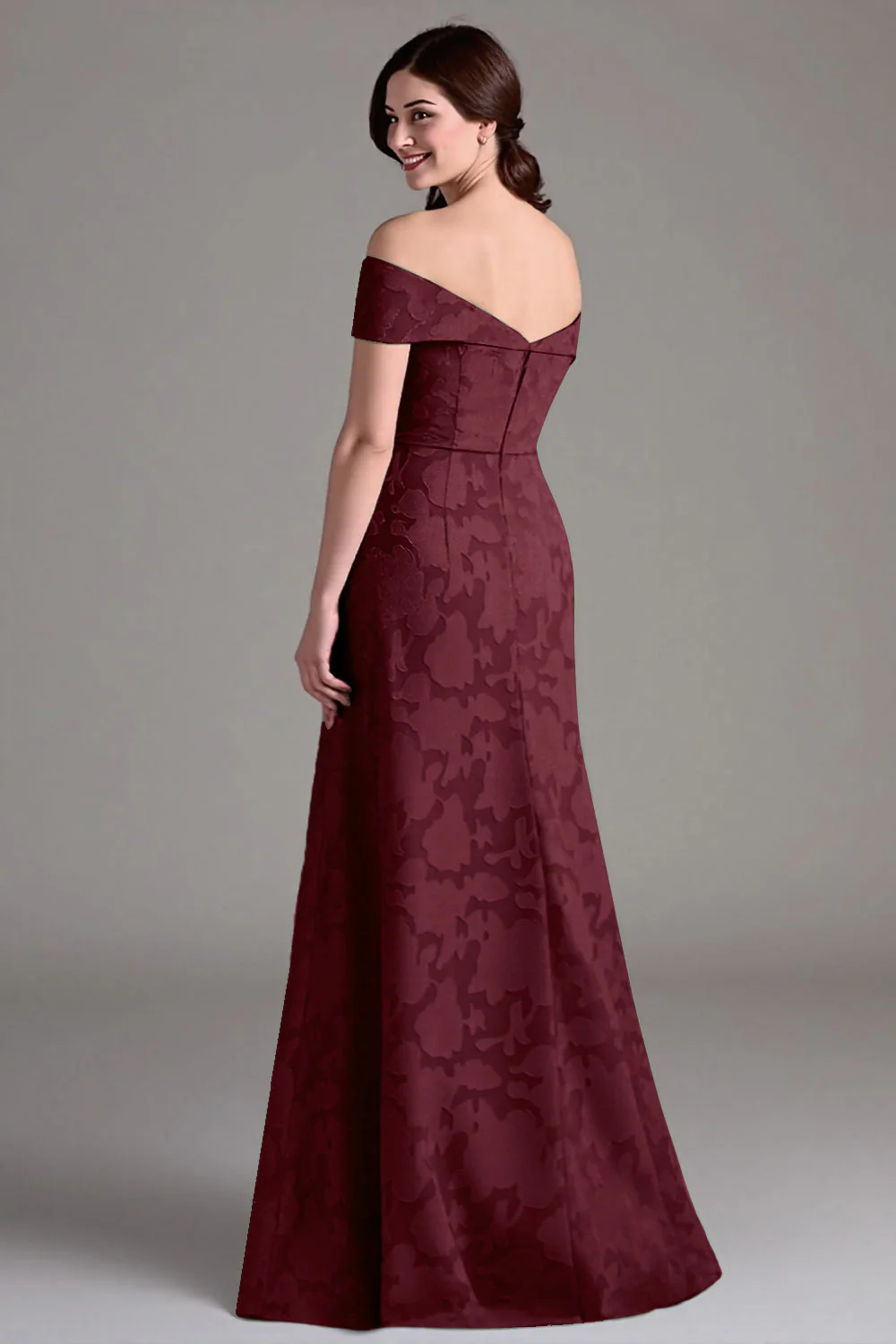 Eucalyptus A-Line Off The Shoulder Long Bridesmaid Dress - Image 8