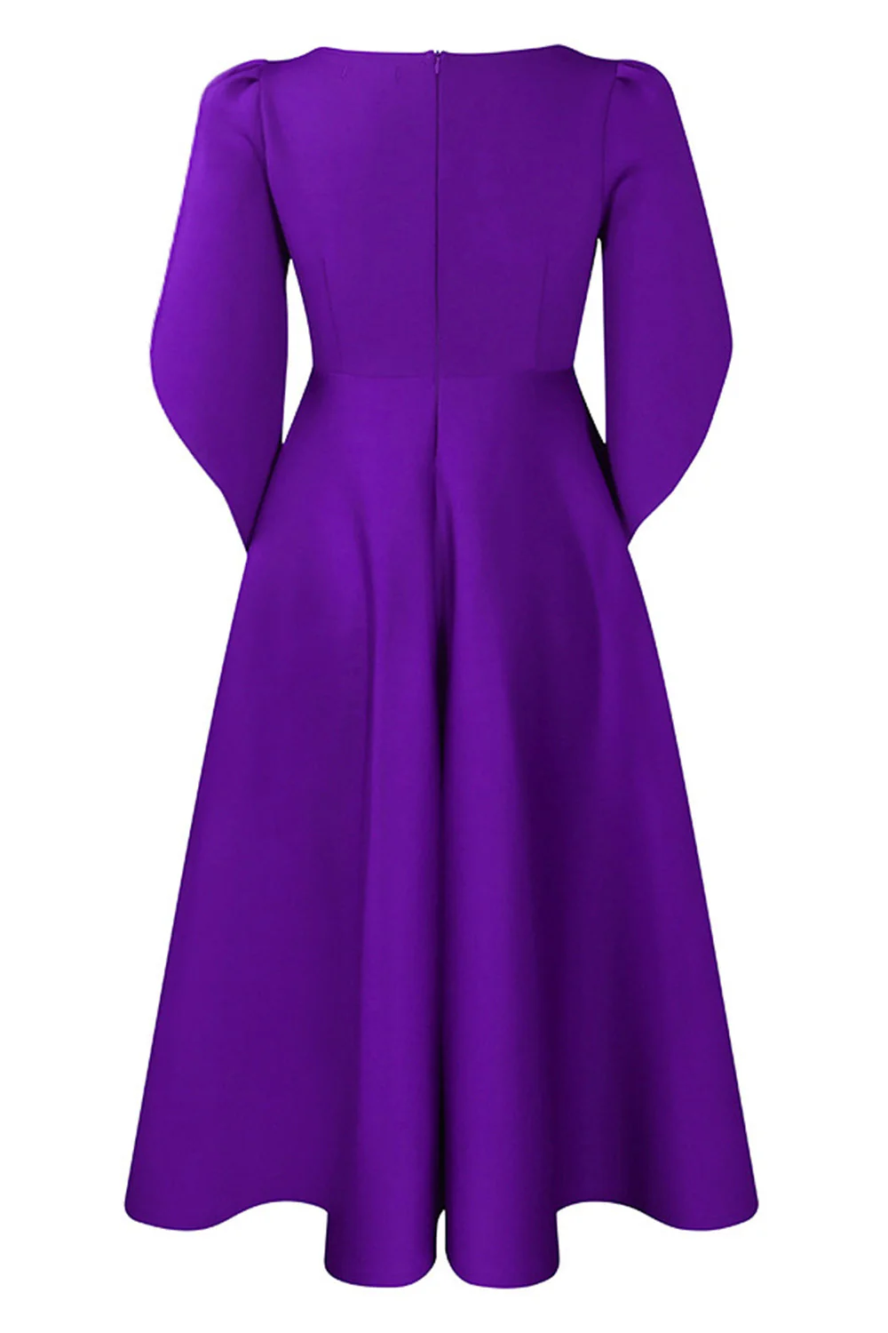 Fashion Elegant Royal Blue A Line Solid Swing Party Dress with Half Sleeves - Image 10