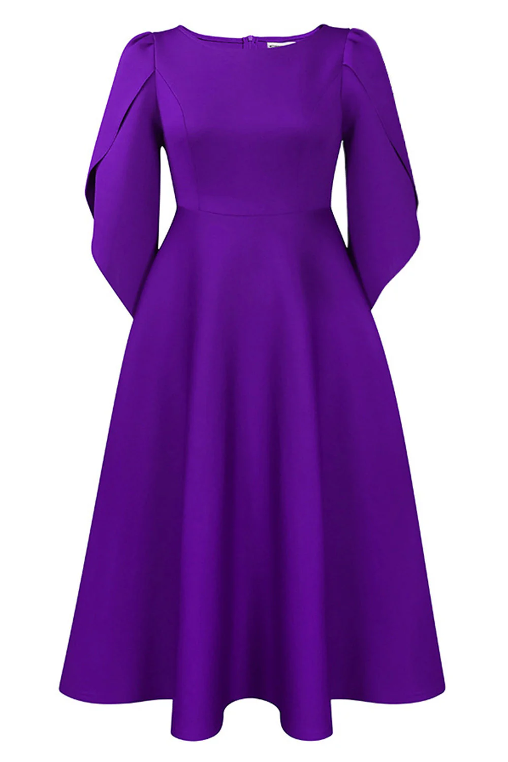 Fashion Elegant Royal Blue A Line Solid Swing Party Dress with Half Sleeves - Image 11