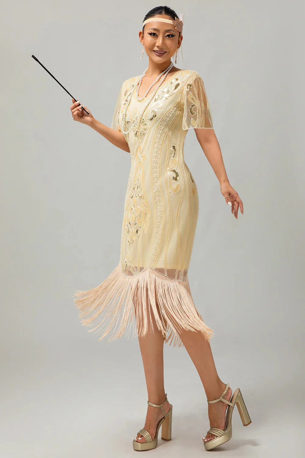 Flapper Burgundy Sequin Bodycon Fringed 1920s Dress - Image 14