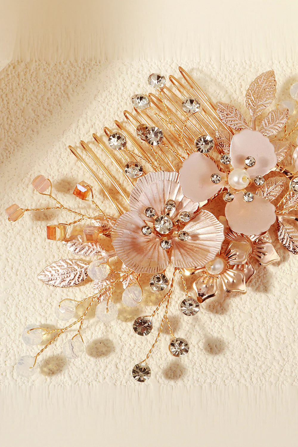 Flower Crystal Pearl Rhinestone Wedding Hair Clip - Image 4