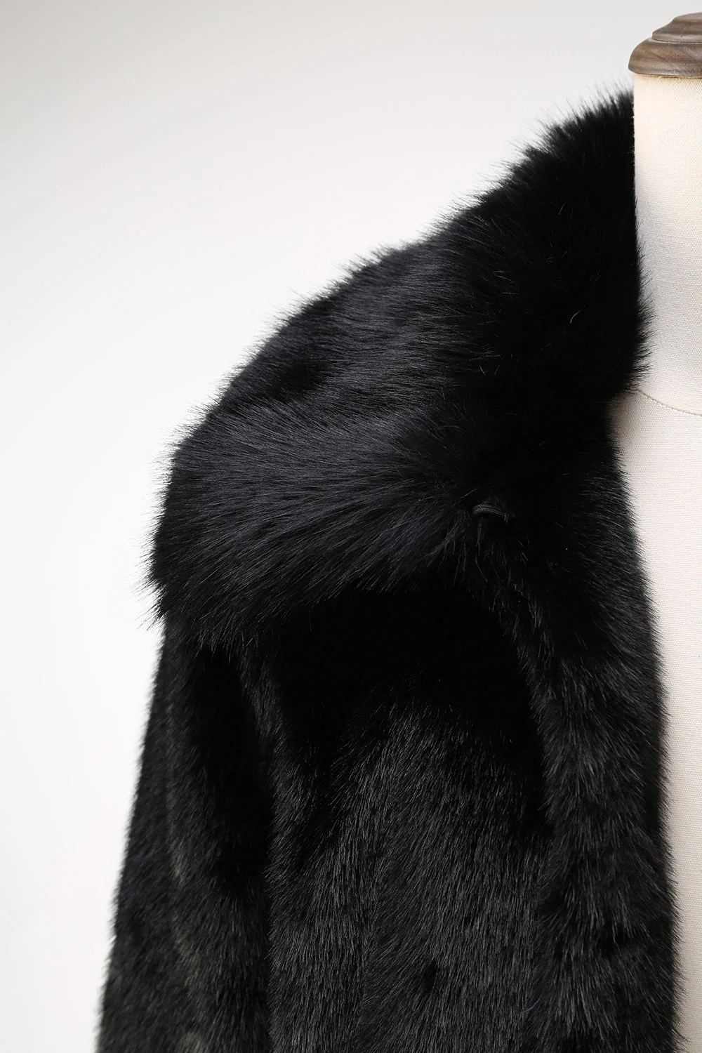 Fluffy Black Faux Fur Men's Coat with Pockets - Image 3