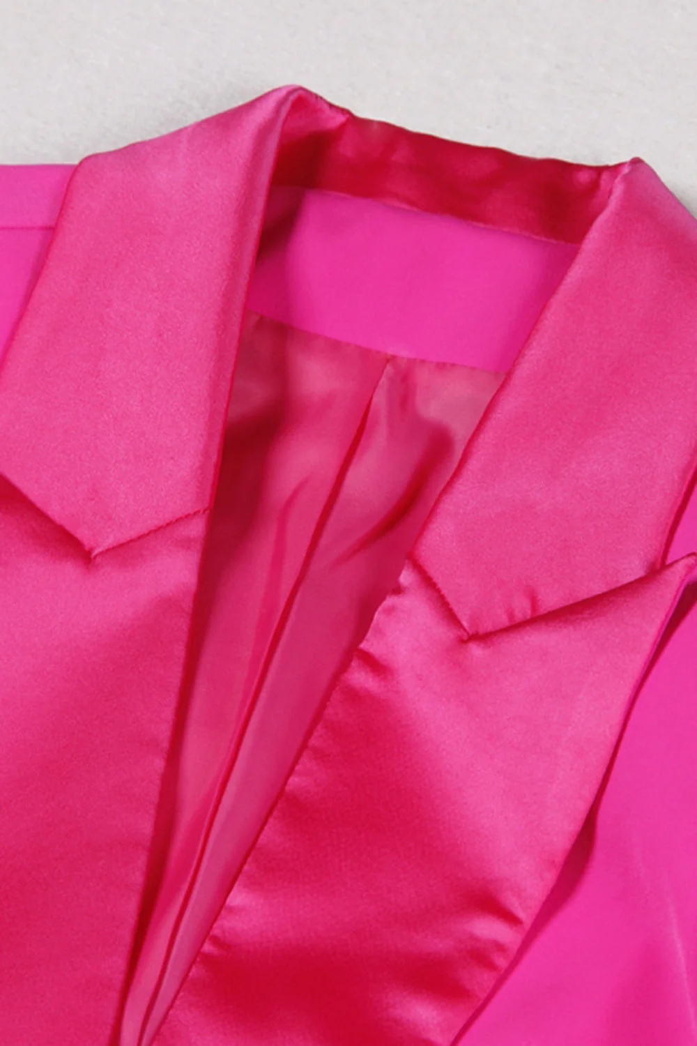 Fuchsia 2 Piece Peak Lapel Women Prom Suits with Feather - Image 4