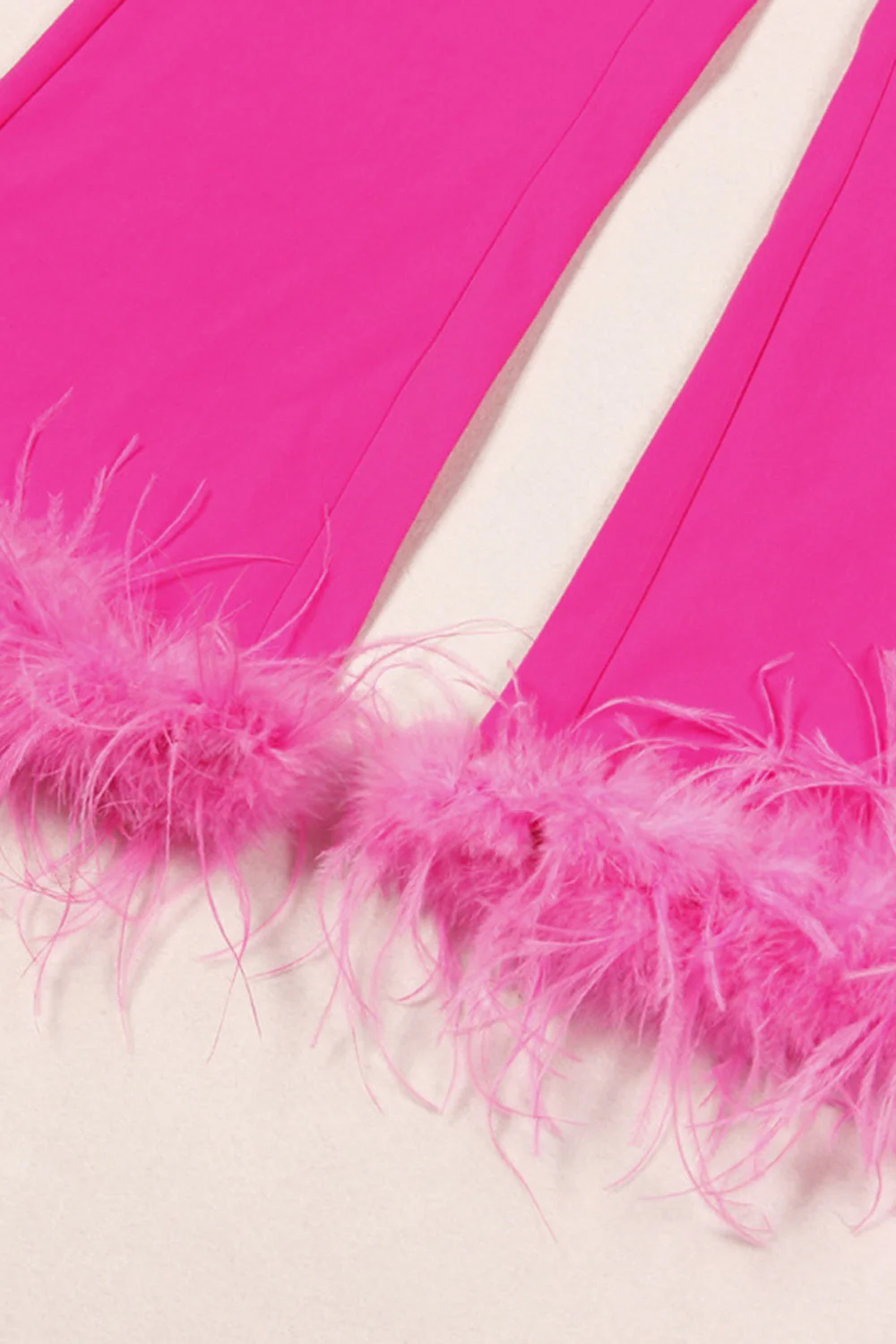 Fuchsia 2 Piece Peak Lapel Women Prom Suits with Feather - Image 5
