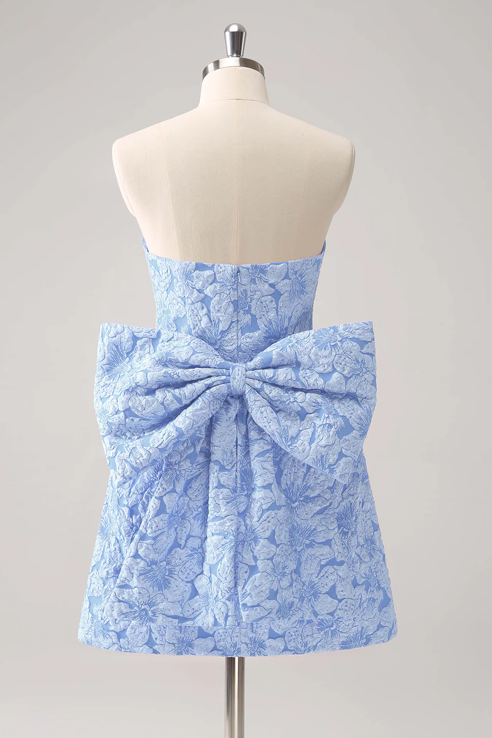 Fuchsia A Line Floral Strapless Short Graduation Dress With Bow - Image 10