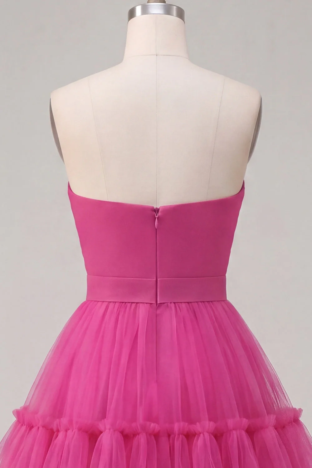 Fuchsia Sweetheart A Line Ruched Short Cocktail Dress with Bow - Image 6