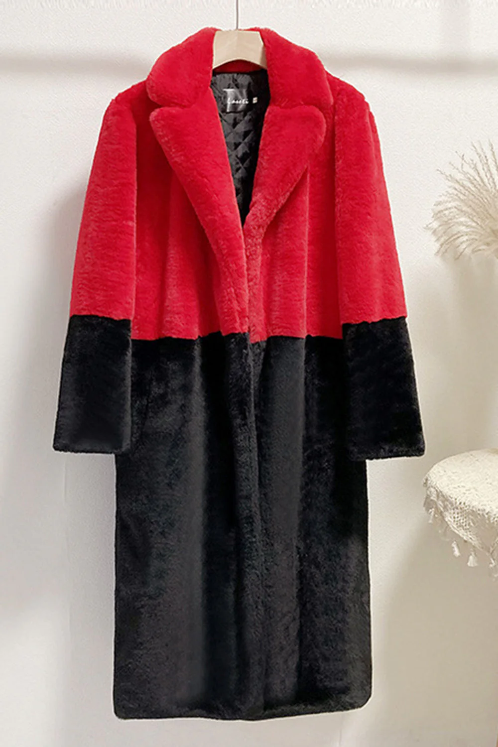 Fuchsia and Orange Fluffy Faux Fur Long Coat - Image 3