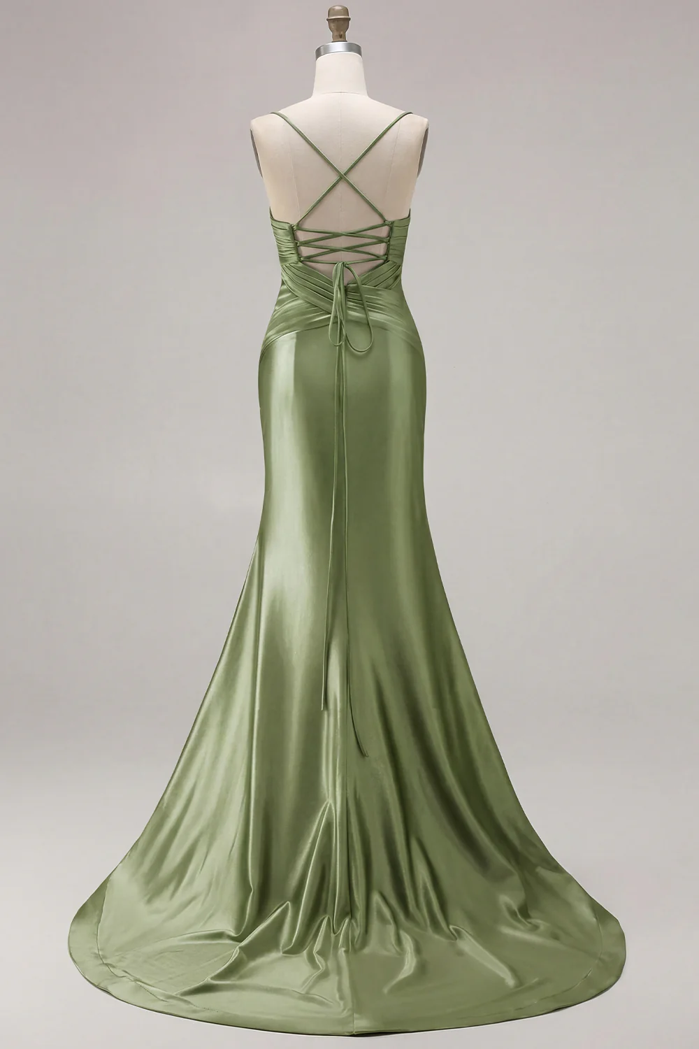 Fuchsia Mermaid Cut Out Pleated Satin Bowed Long Prom Dress with Slit - Image 19