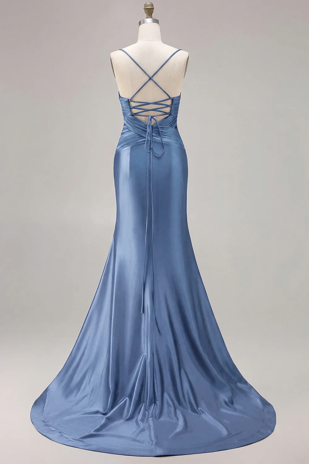 Fuchsia Mermaid Cut Out Pleated Satin Bowed Long Prom Dress with Slit - Image 21