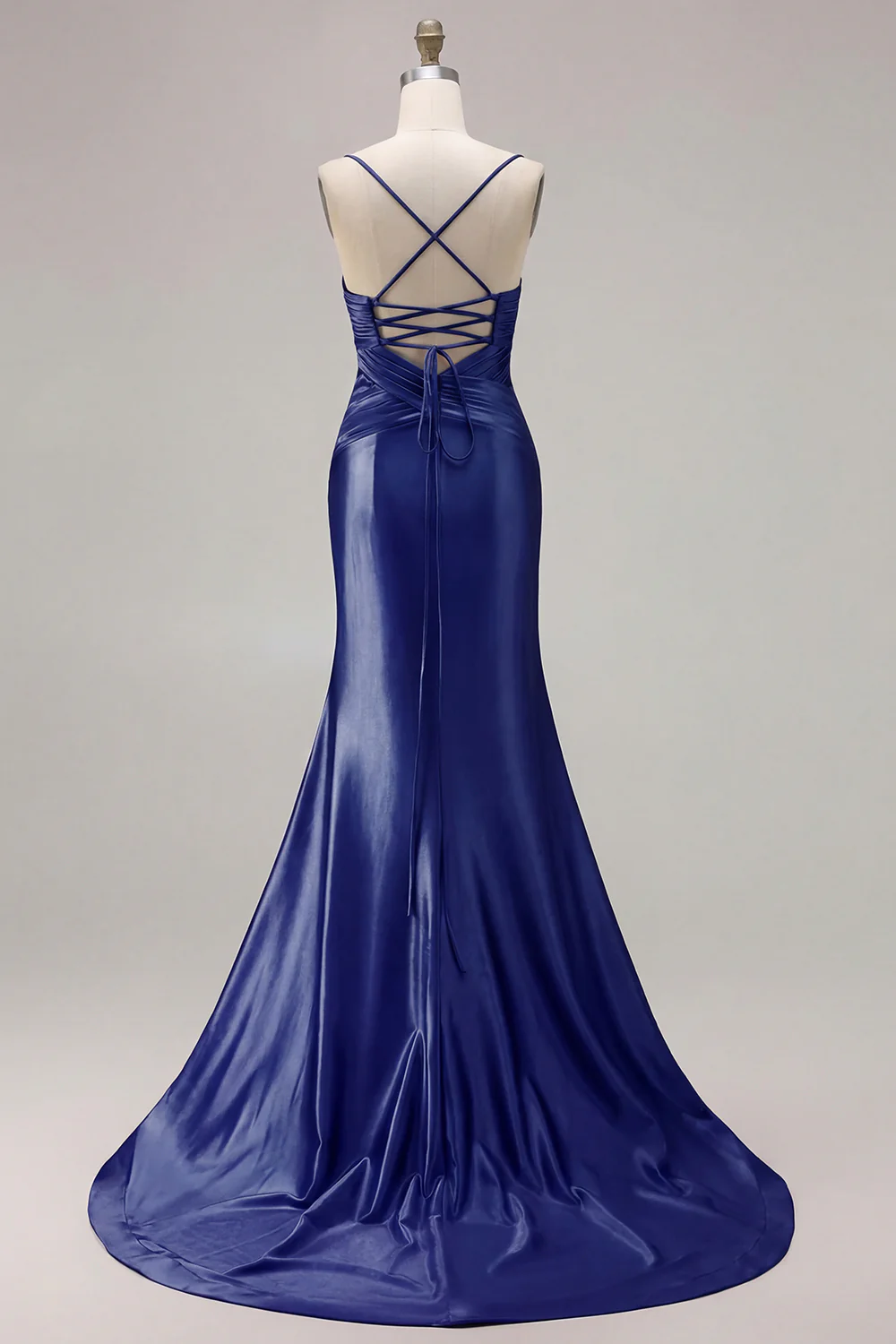 Fuchsia Mermaid Cut Out Pleated Satin Bowed Long Prom Dress with Slit - Image 23