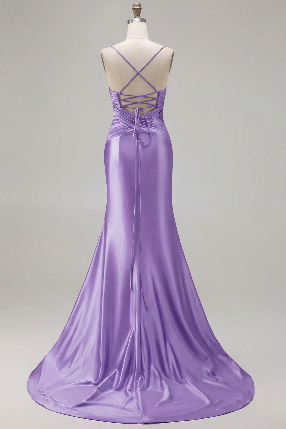Fuchsia Mermaid Cut Out Pleated Satin Bowed Long Prom Dress with Slit - Image 27