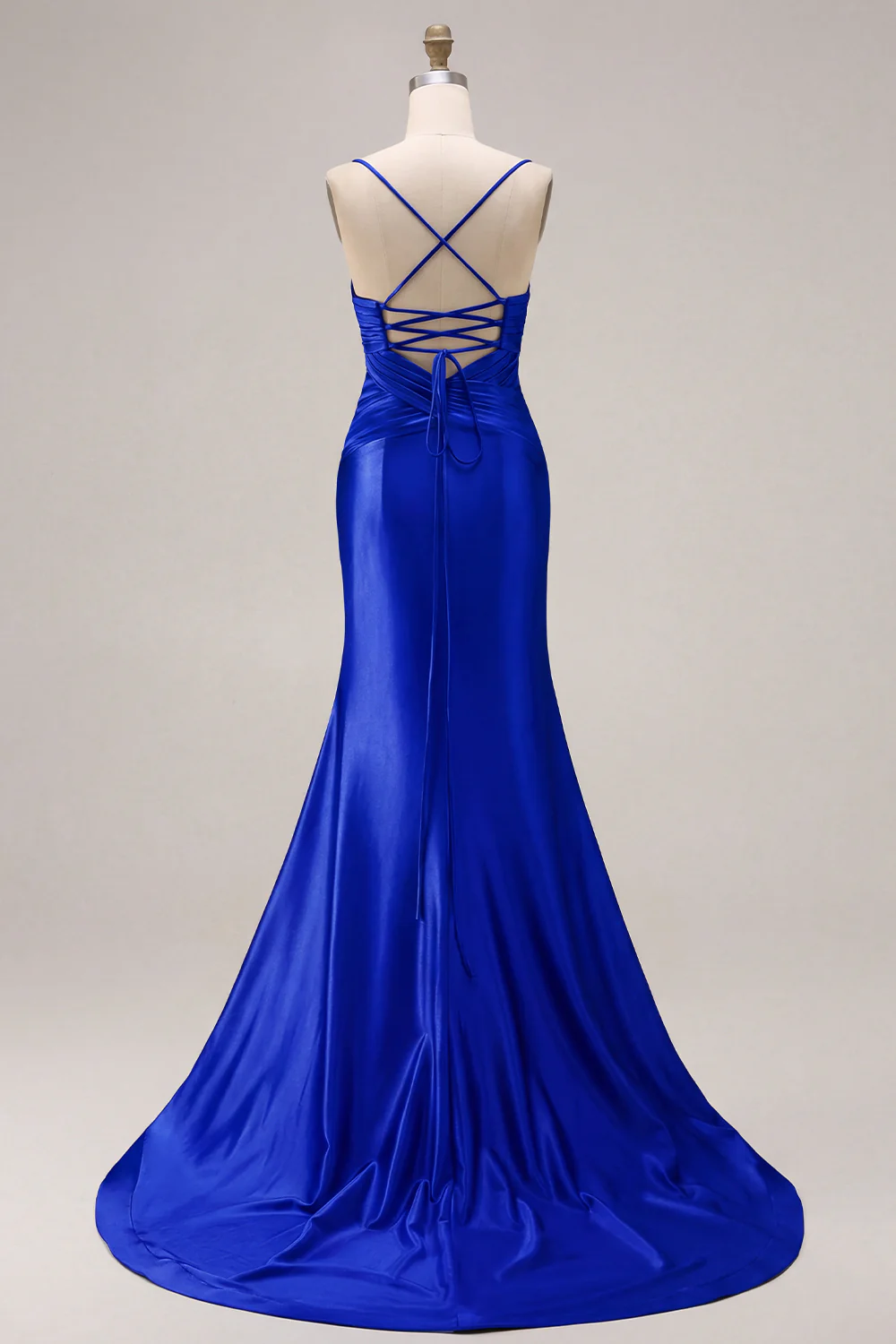 Fuchsia Mermaid Cut Out Pleated Satin Bowed Long Prom Dress with Slit - Image 29