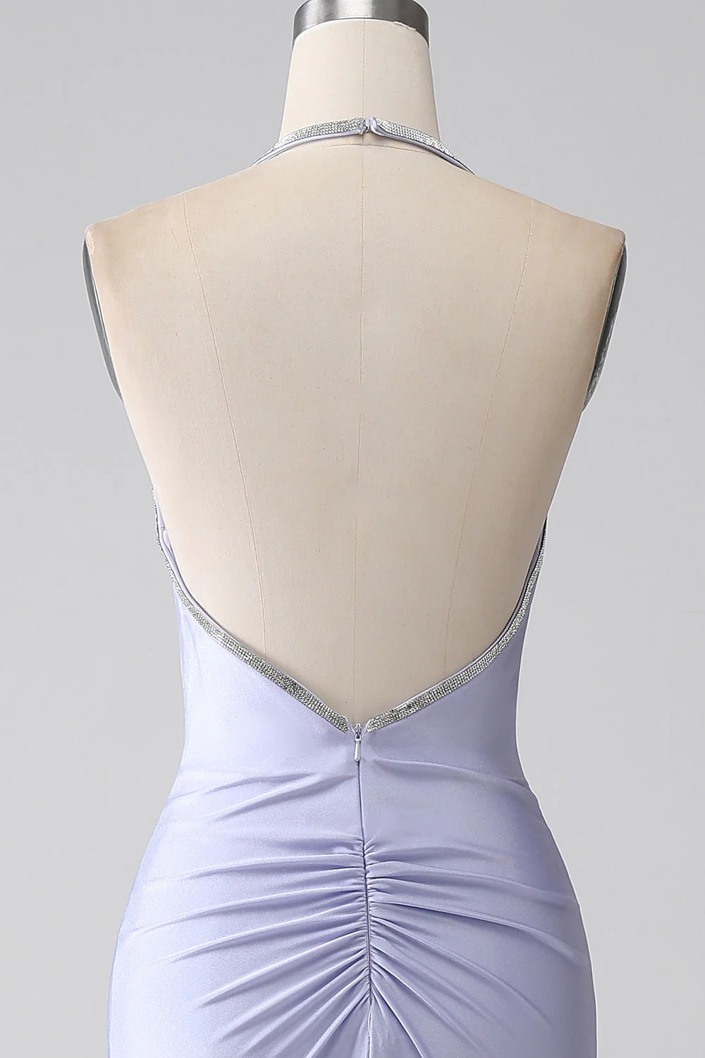 Fuchsia Mermaid Halter Neck Backless Long Prom Dress - Image 11