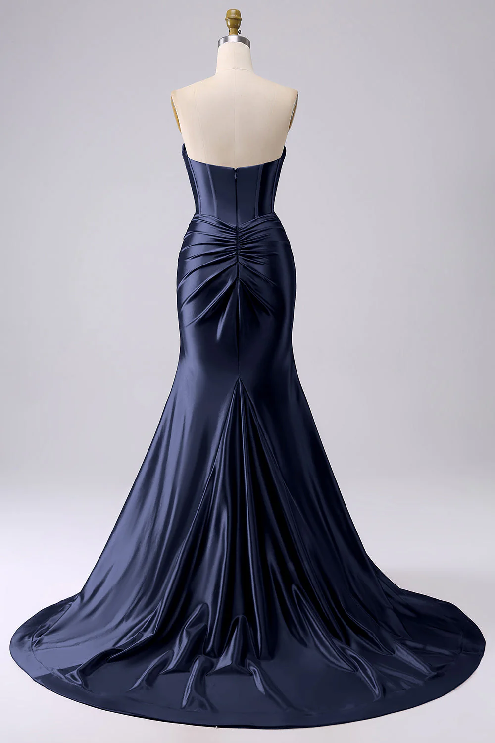 Fuchsia Strapless Satin Mermaid Corset Long PLus Size Prom Dress with Slit - Image 15
