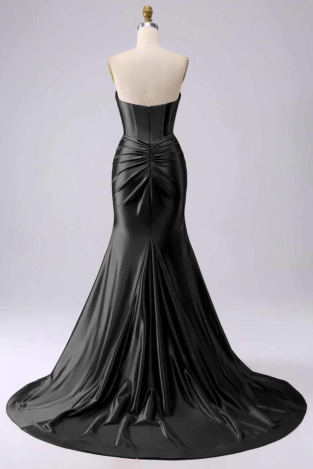 Fuchsia Strapless Satin Mermaid Corset Long PLus Size Prom Dress with Slit - Image 17