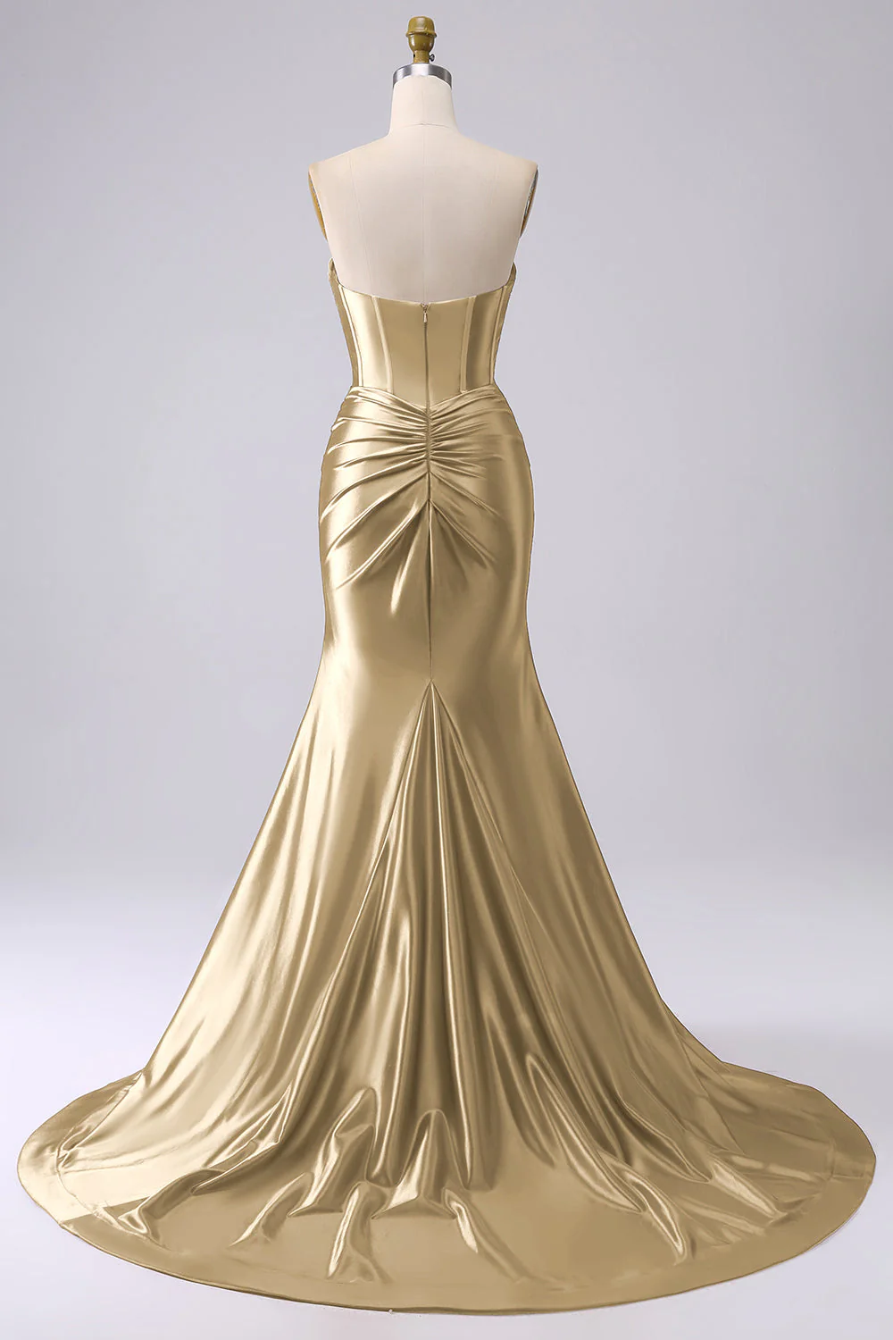 Fuchsia Strapless Satin Mermaid Corset Long PLus Size Prom Dress with Slit - Image 19