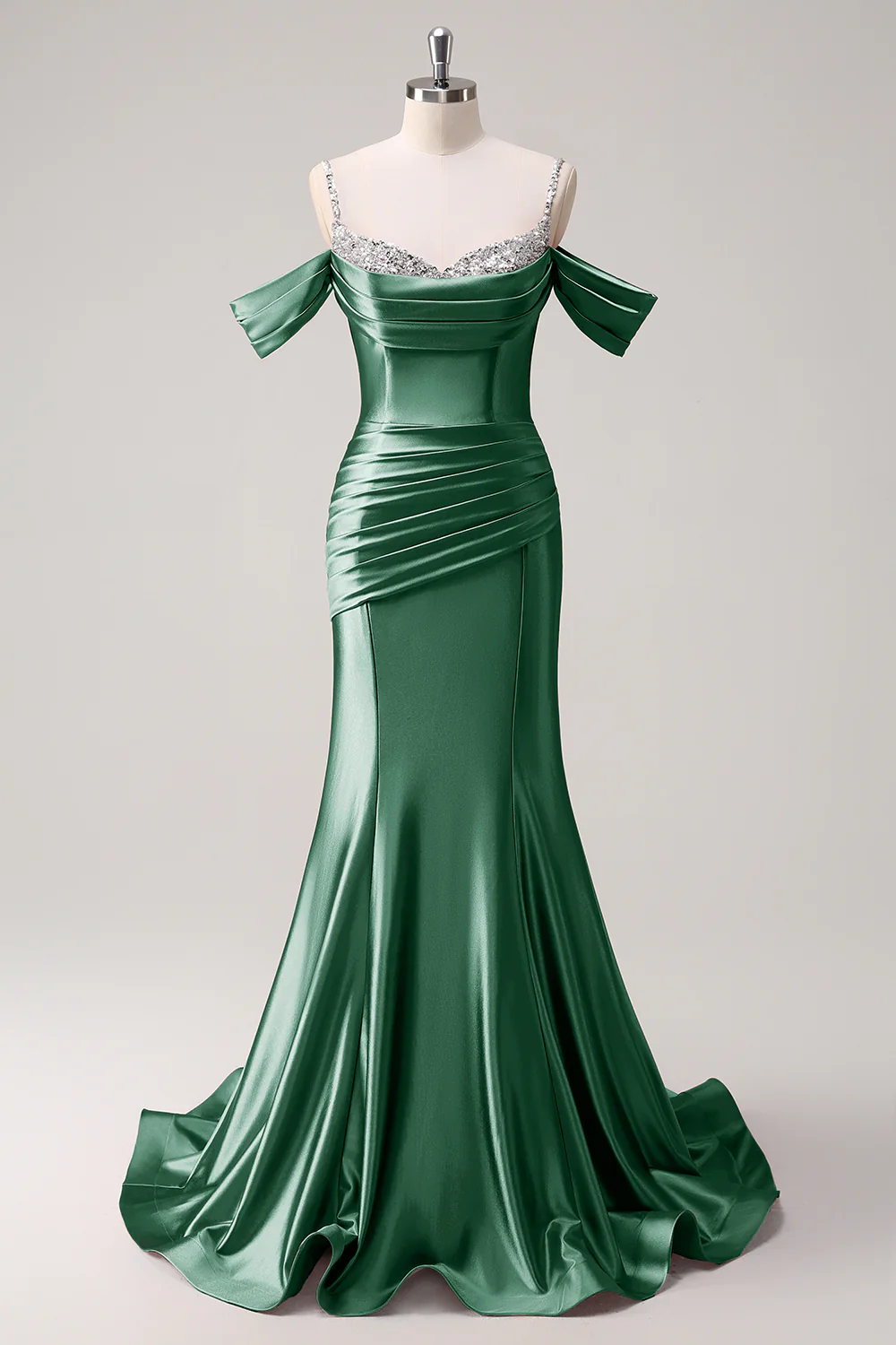 Glitter Blush Mermaid Beaded Cold Shoulder Long Prom Dress - Image 18
