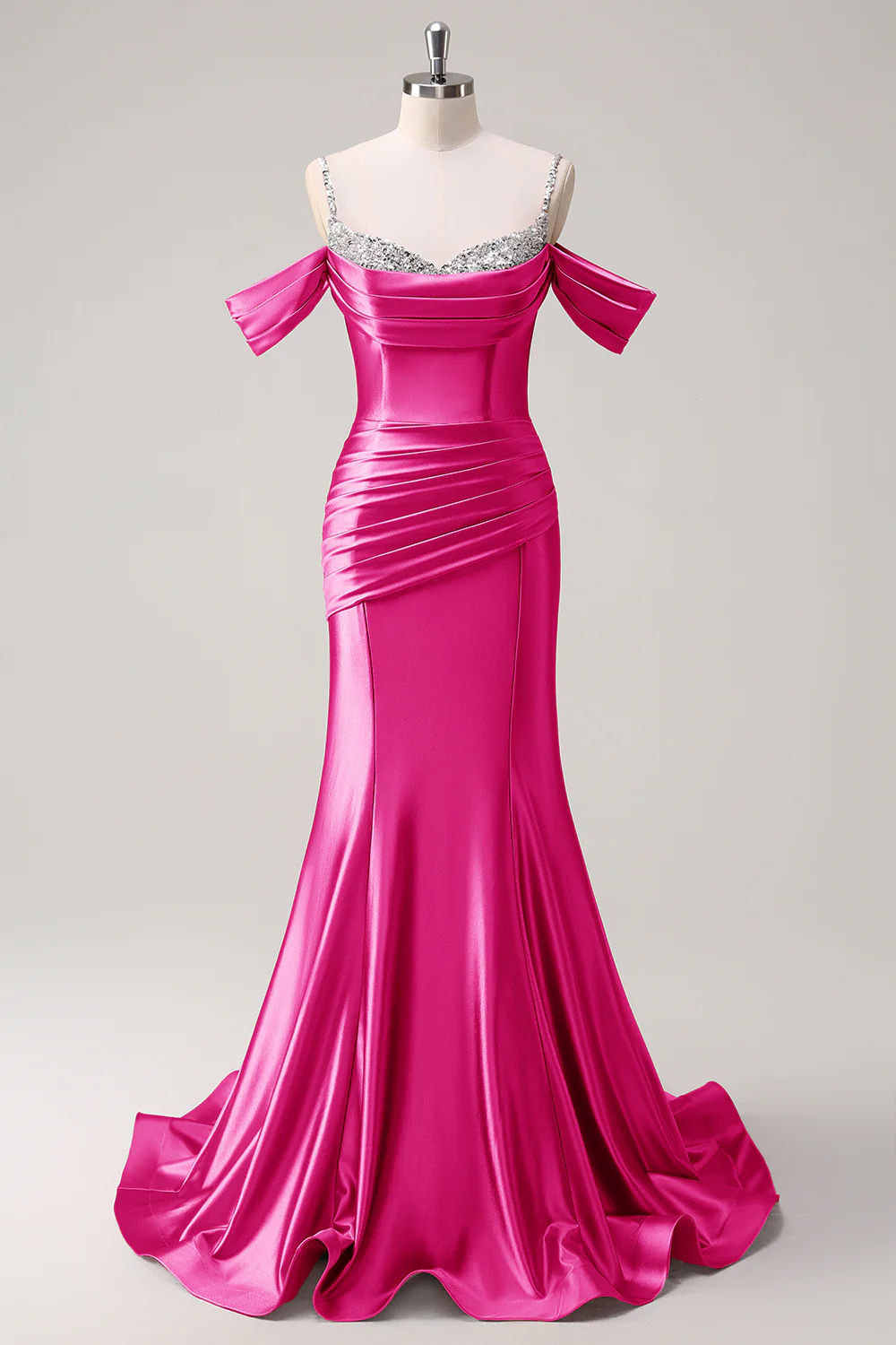 Glitter Blush Mermaid Beaded Cold Shoulder Long Prom Dress - Image 20