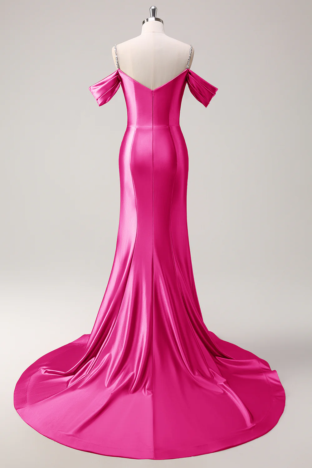 Glitter Blush Mermaid Beaded Cold Shoulder Long Prom Dress - Image 21