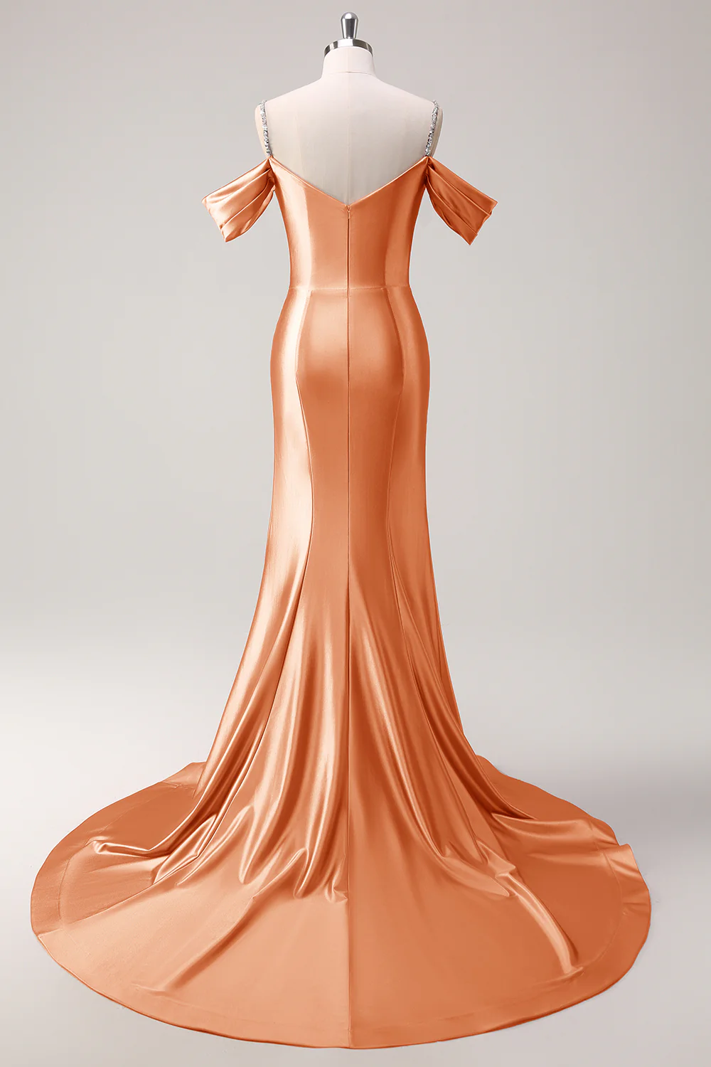 Glitter Blush Mermaid Beaded Cold Shoulder Long Prom Dress - Image 23