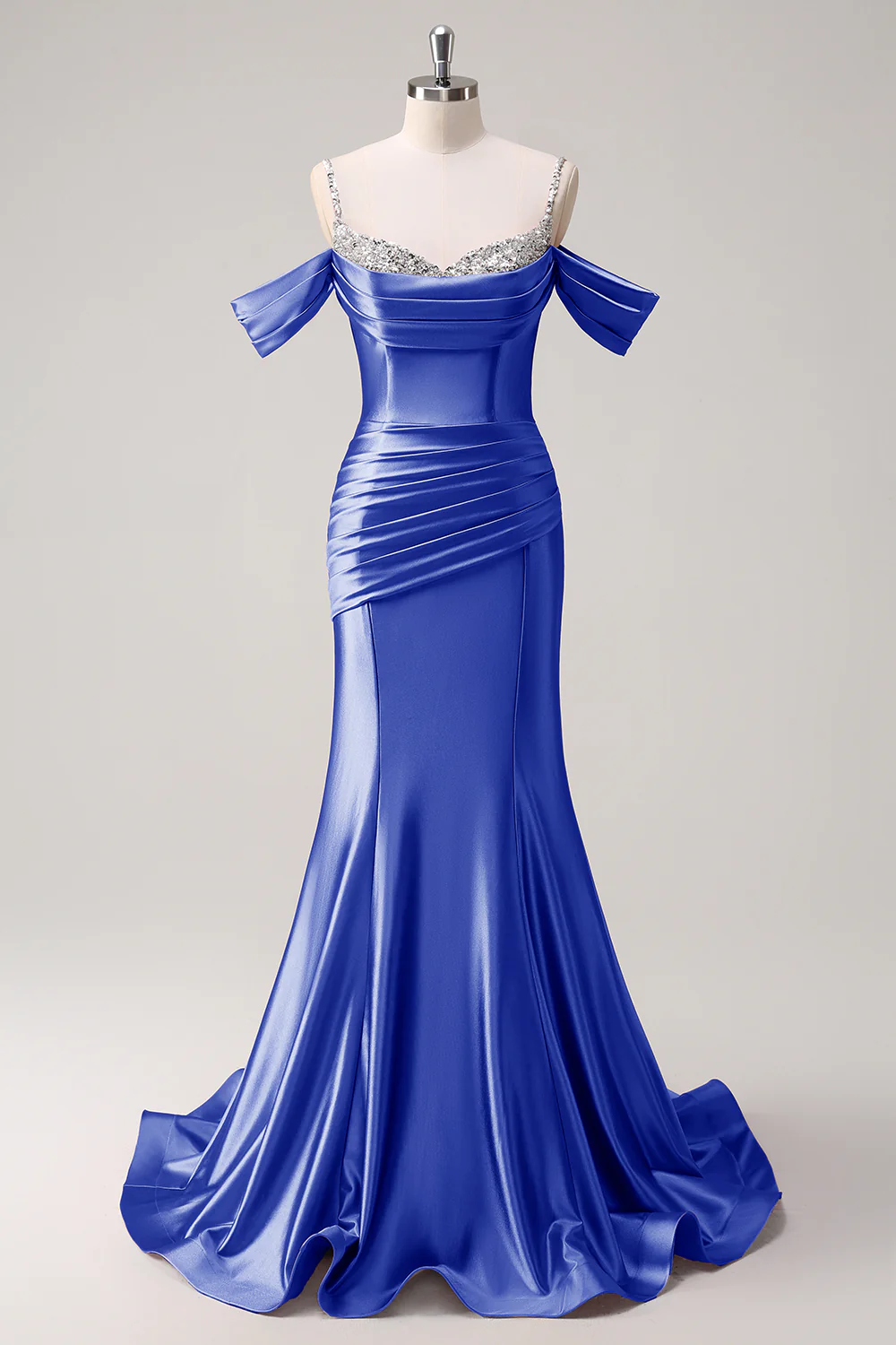 Glitter Blush Mermaid Beaded Cold Shoulder Long Prom Dress - Image 28