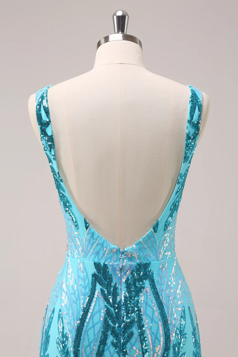 Glitter Fuchsia V Neck Tight Backless Short Graduation Dress with Sequins - Image 10