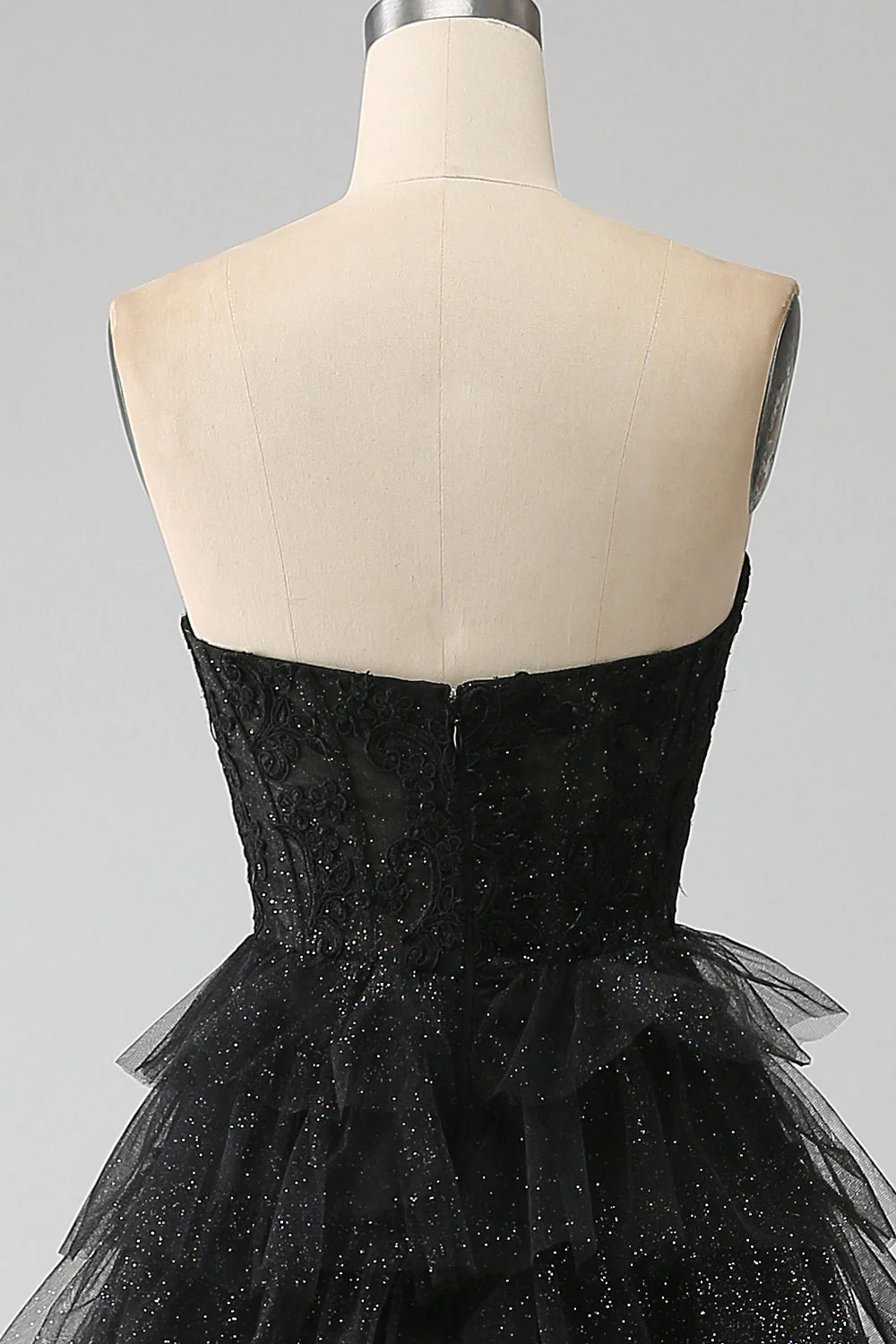 Glitter Sweetheart Black Corset Prom Dress with Slit - Image 7