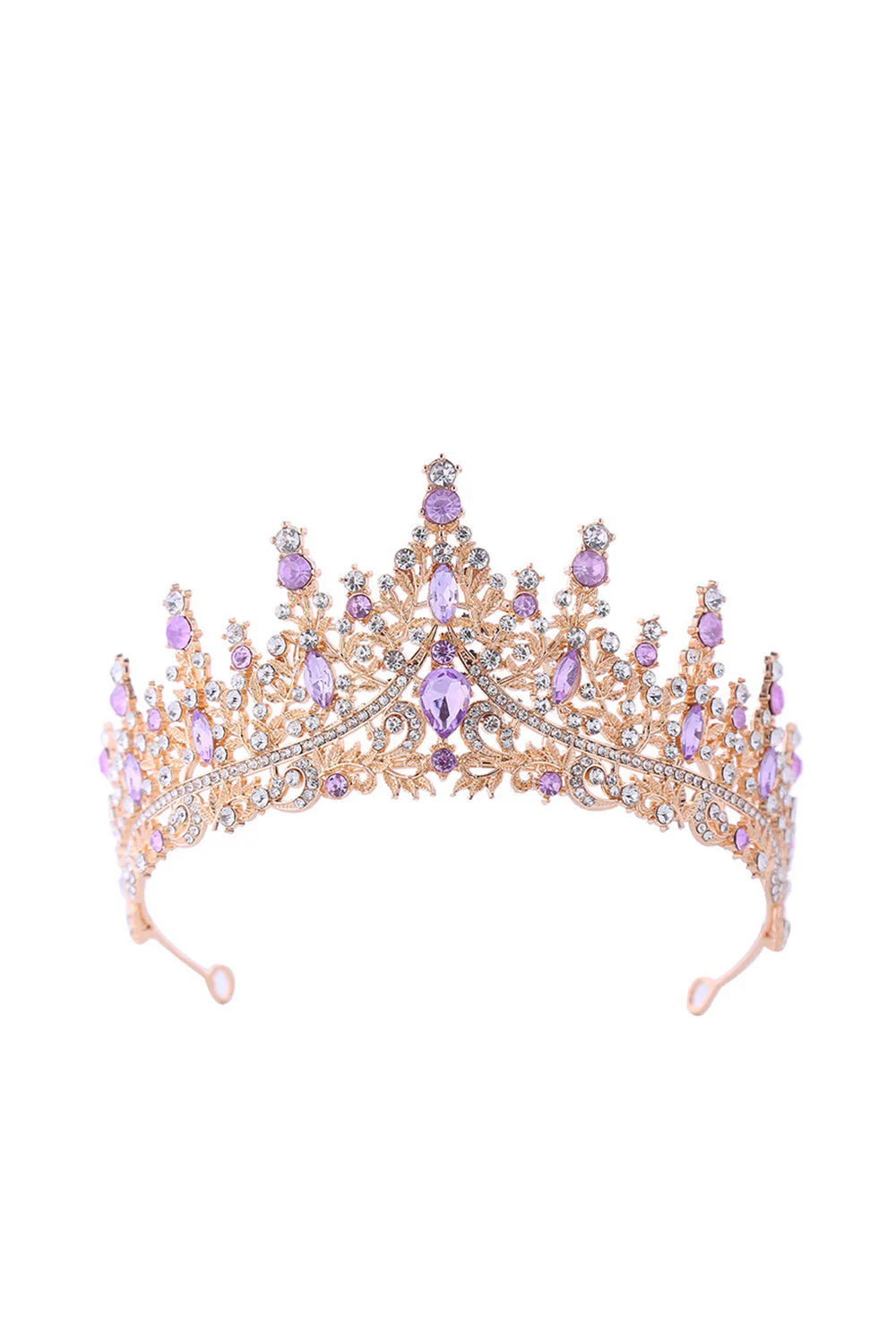 Silver White Crystal Prom Queen Pageant Crown Tiara with Rhinestones - Image 10