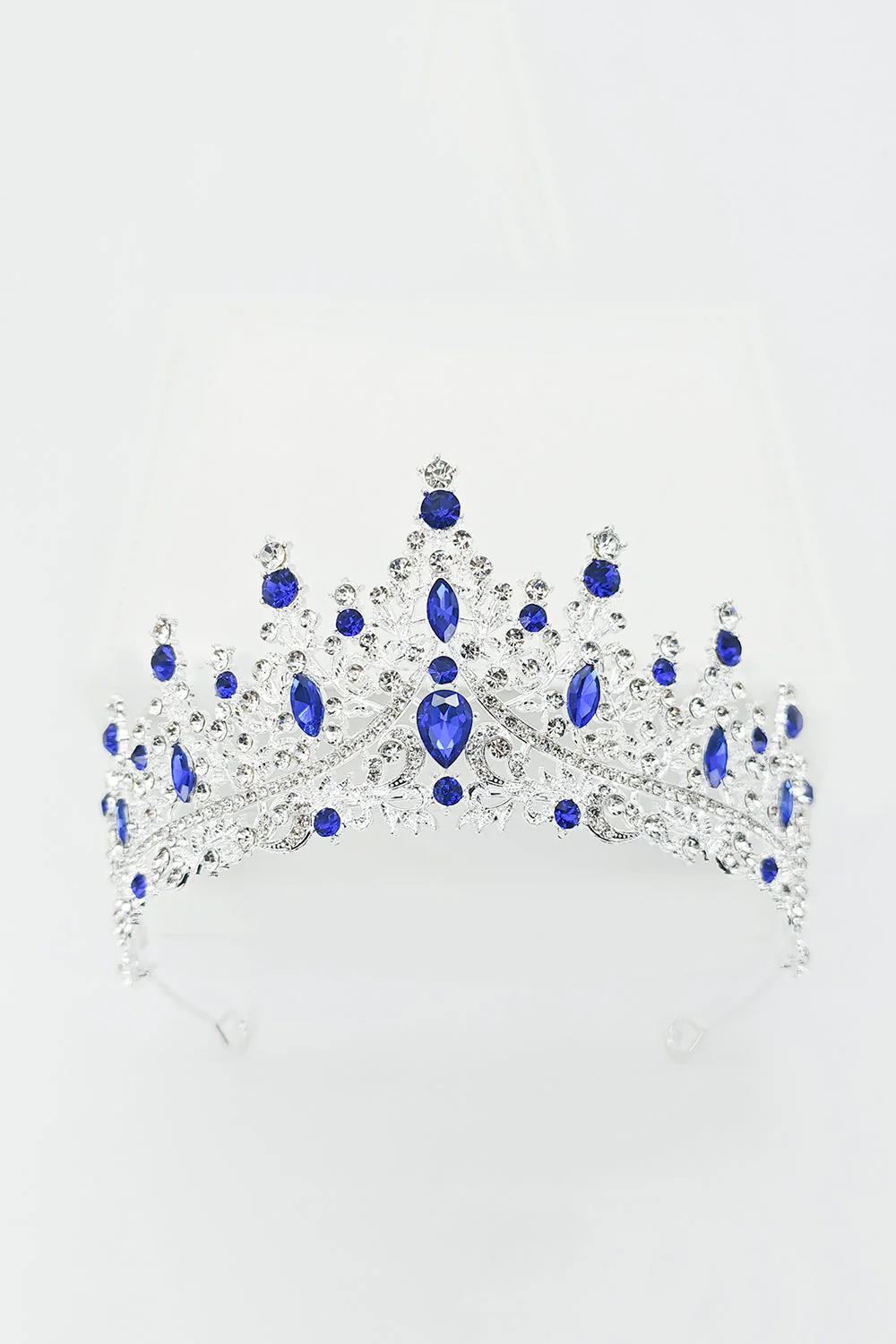 Silver White Crystal Prom Queen Pageant Crown Tiara with Rhinestones - Image 14