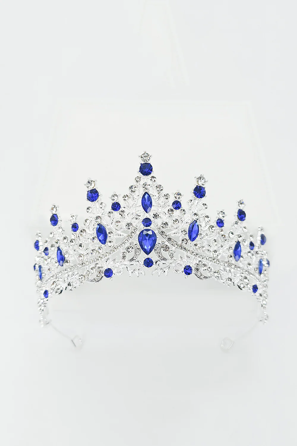 Silver White Crystal Prom Queen Pageant Crown Tiara with Rhinestones - Image 15