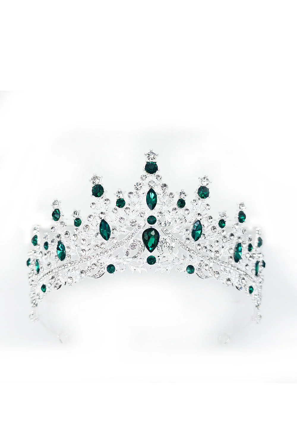 Silver White Crystal Prom Queen Pageant Crown Tiara with Rhinestones - Image 8