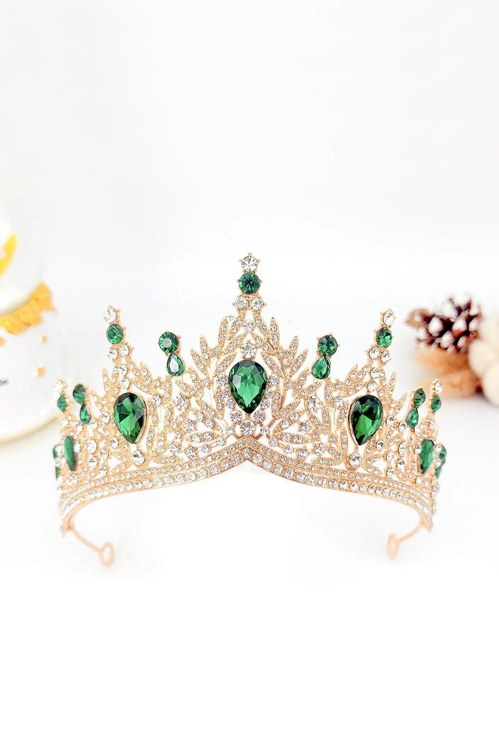 Golden and Royal Blue Crystal Prom Queen Pageant Crown Tiara - Image 10