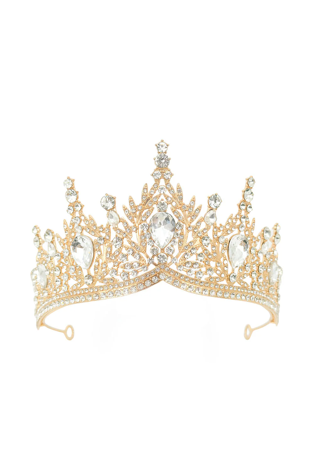 Golden and Royal Blue Crystal Prom Queen Pageant Crown Tiara - Image 3