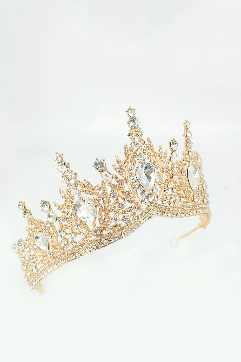 Golden and Royal Blue Crystal Prom Queen Pageant Crown Tiara - Image 4
