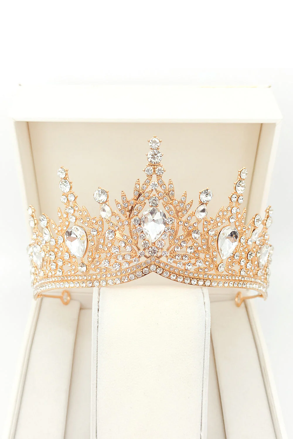 Golden and Royal Blue Crystal Prom Queen Pageant Crown Tiara - Image 5