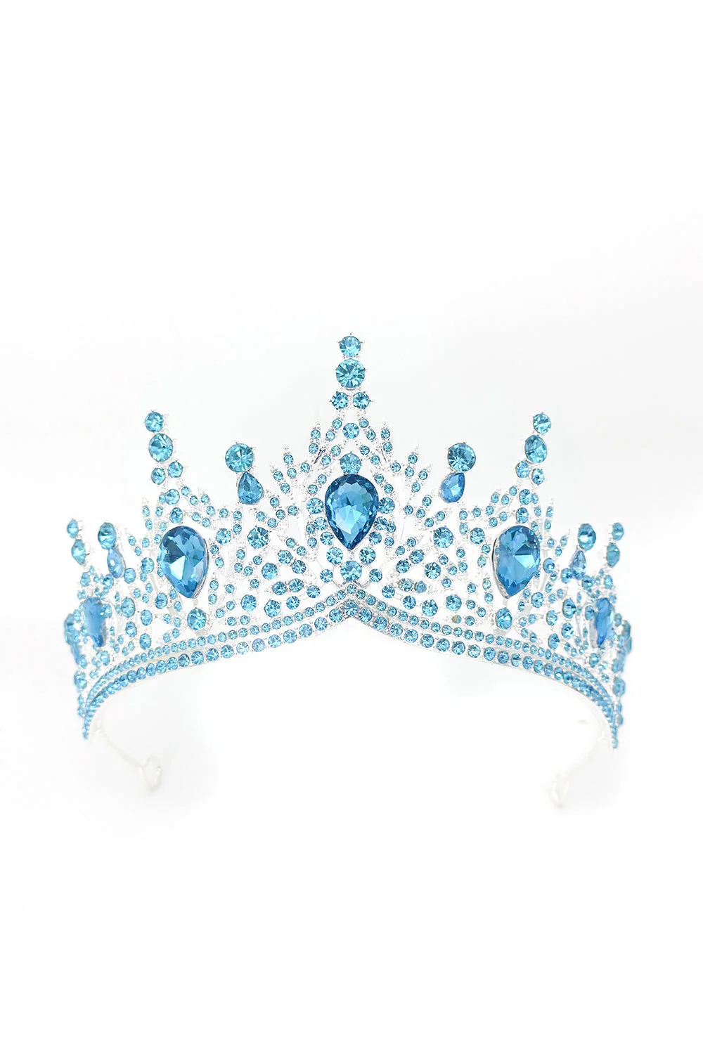 Golden and Royal Blue Crystal Prom Queen Pageant Crown Tiara - Image 6