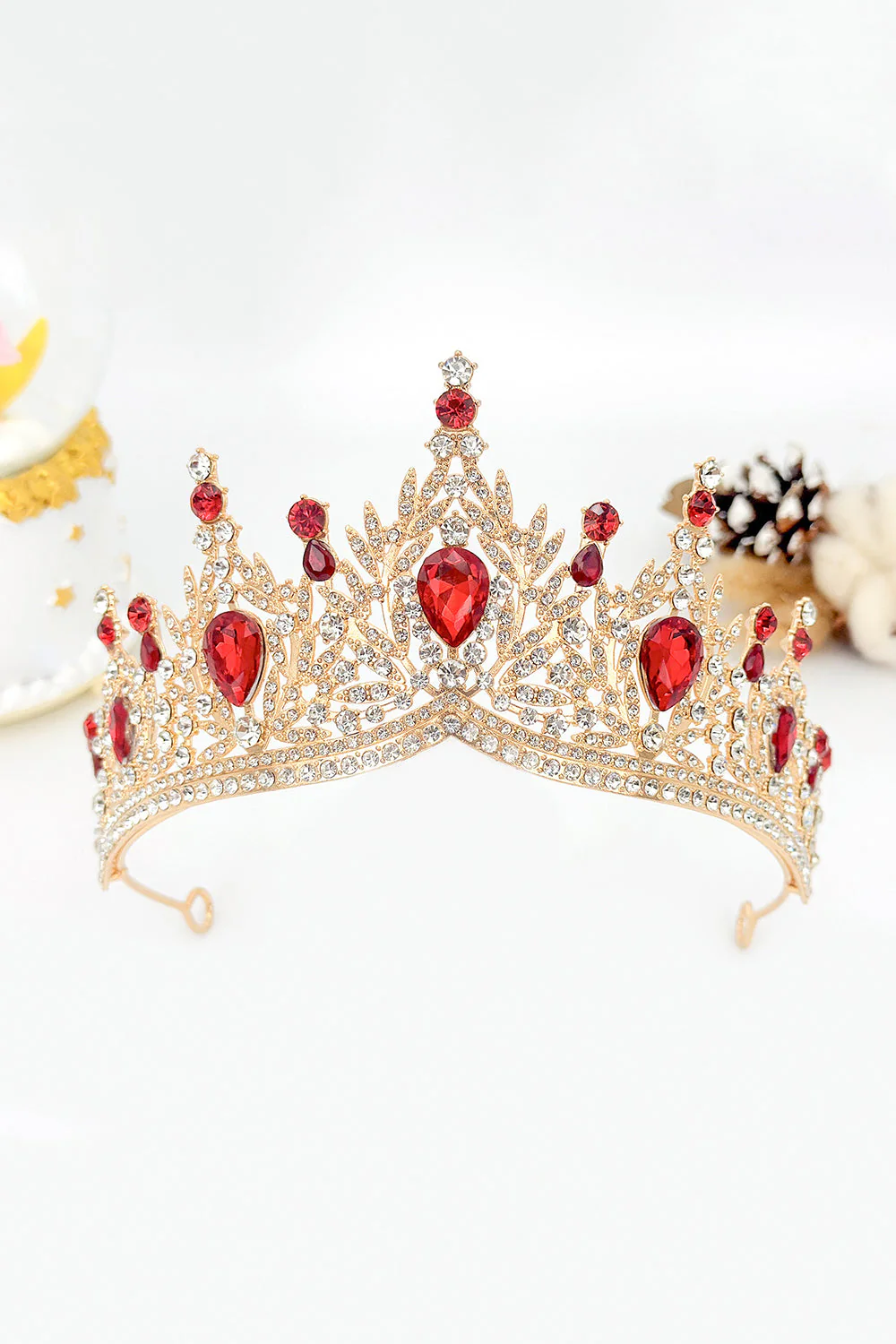 Golden and Royal Blue Crystal Prom Queen Pageant Crown Tiara - Image 9