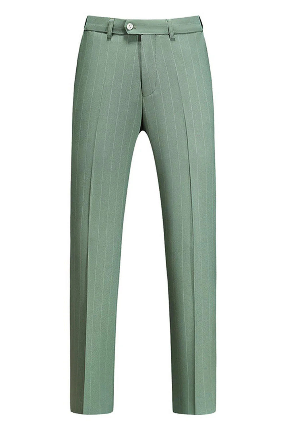 Grass Green Notched Lapel Striped 3 Pieces Men's Formal Suits - Image 4