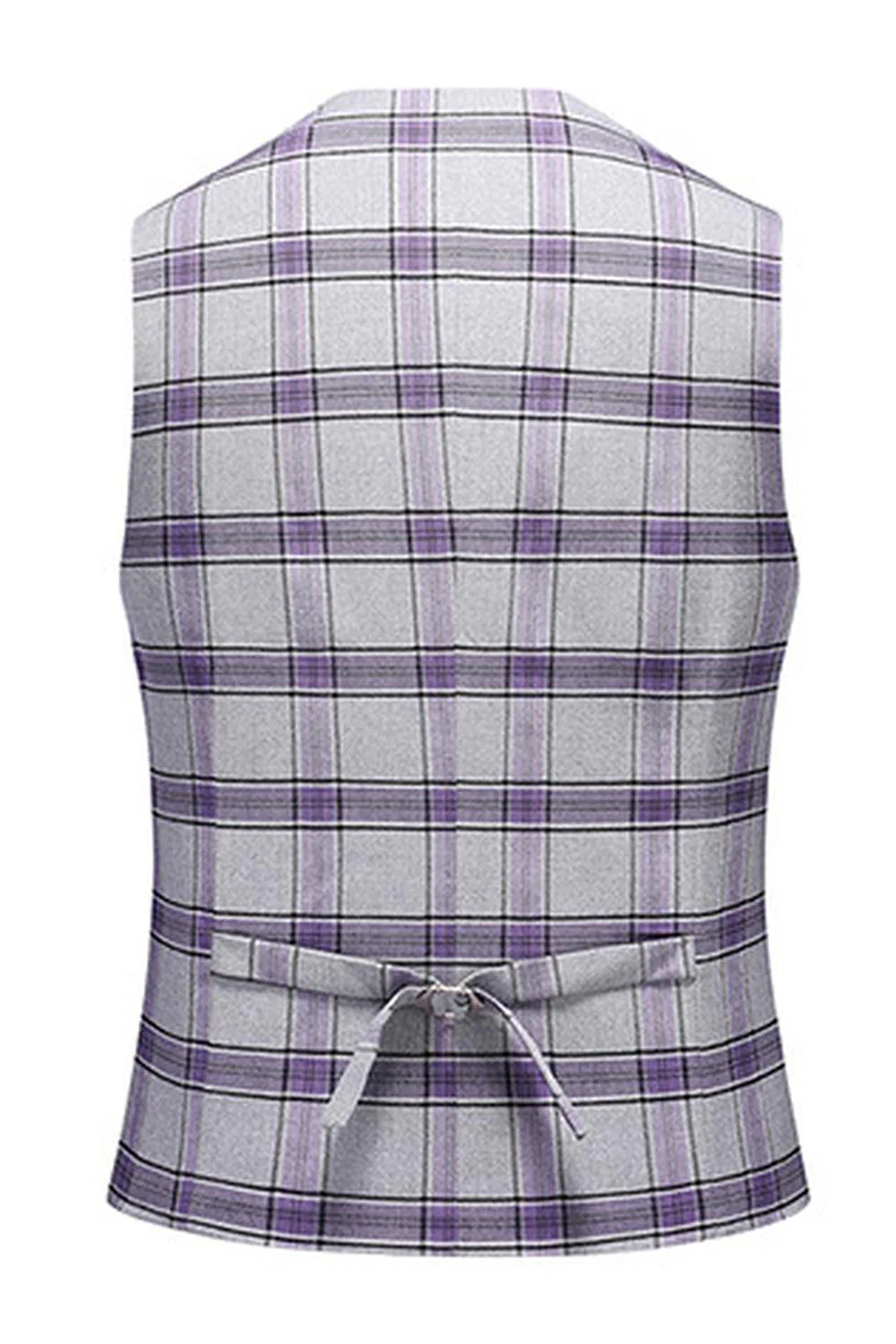 Grayish Purple Striped 3 Pieces Notched Lapel Men's Prom Suits - Image 5