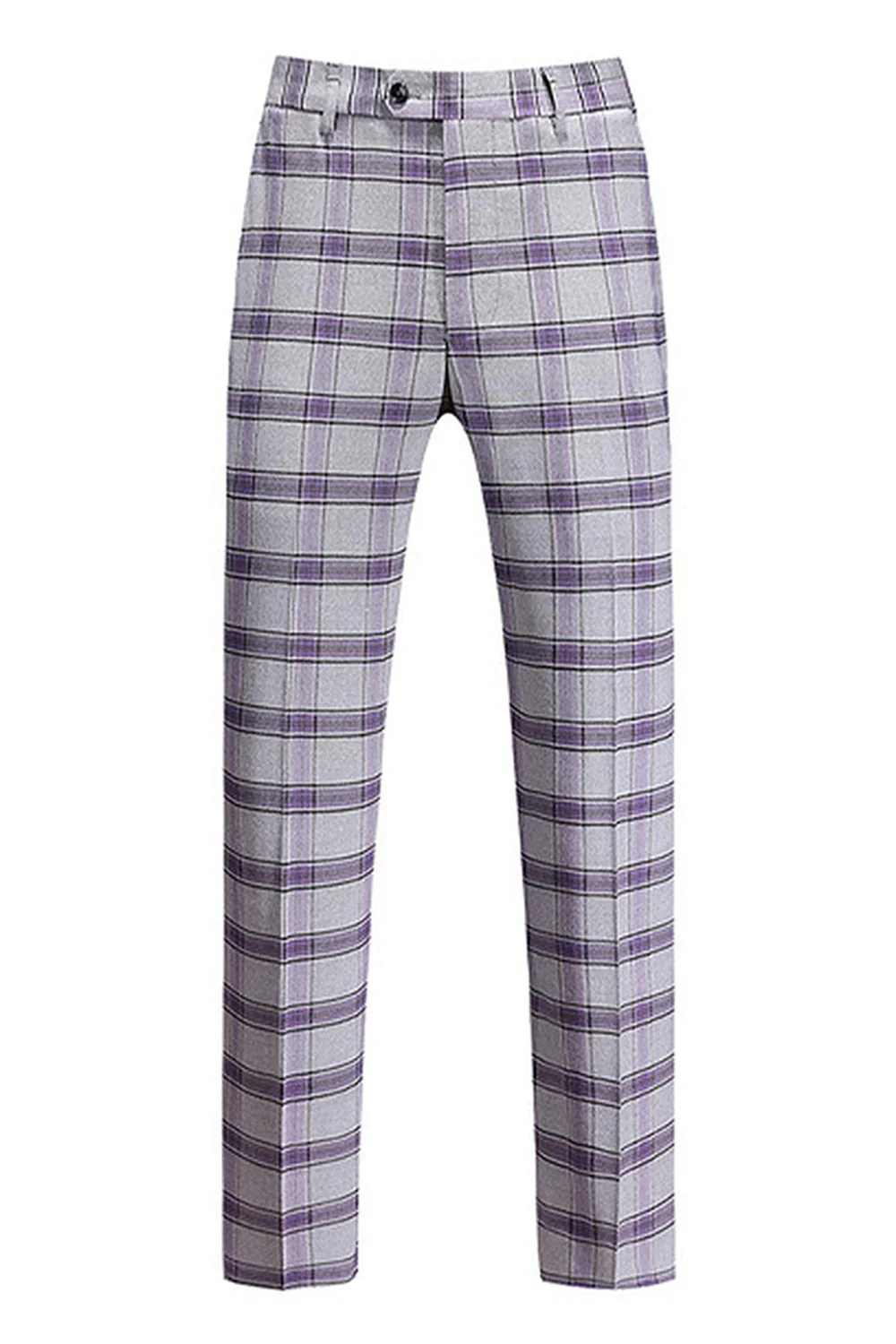 Grayish Purple Striped 3 Pieces Notched Lapel Men's Prom Suits - Image 6