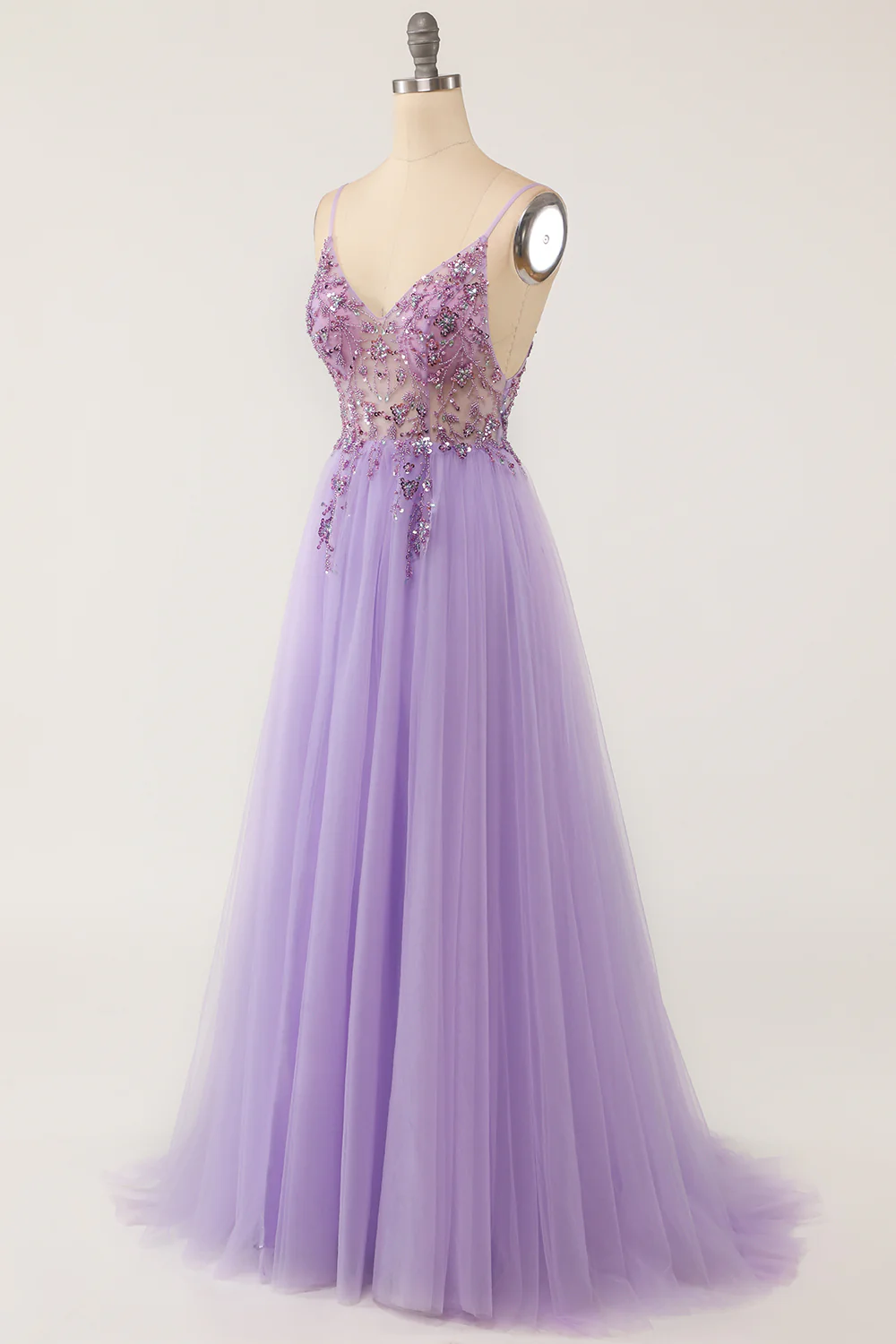 Light Blue Beading Tulle Prom Dress - Image 10